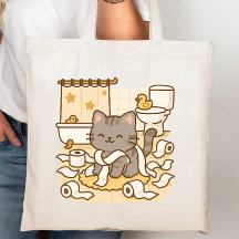 Niedliche Kawaii Kitty Cat Spielen mit Toilettenro