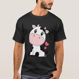 Niedliche Kawaii Kuh drucken Schwarz-weißes Kuh Ti T-Shirt