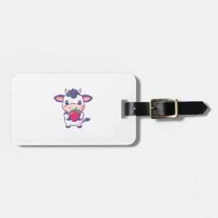 Niedliche Kawaii-Kuh mit Erdbeeren Adortable Rinde Gepäckanhänger