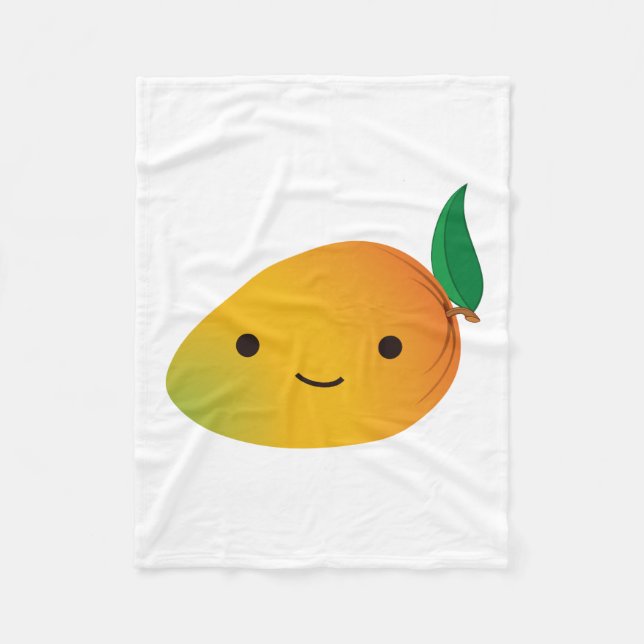 Niedliche Kawaii lächelnde Mango Fleecedecke (Vorderseite)