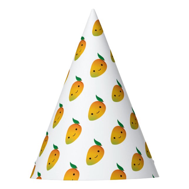 Niedliche Kawaii lächelnde Mango Partyhütchen (Vorderseite)