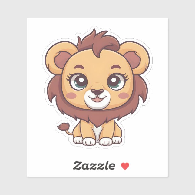 Niedliche Kawaii Lion Adorable Animal Design for F Aufkleber (Blatt)