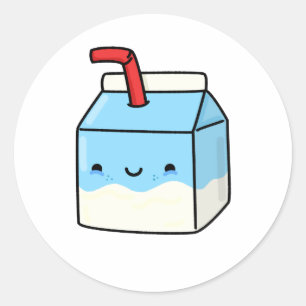 Niedliche Kawaii Milk Box Runder Aufkleber