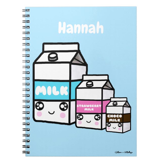 Niedliche Kawaii Milk Dairy Trio Personalisierte P Notizblock (Vorderseite)