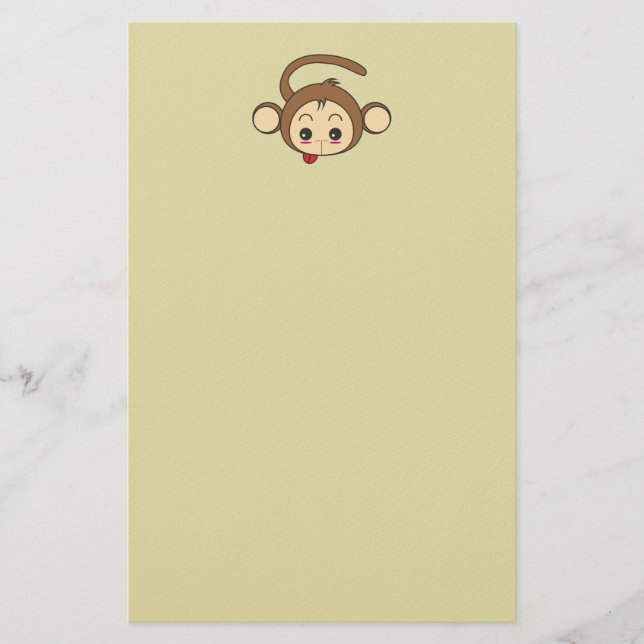 Niedliche Kawaii-Monkey-Illustration Briefpapier (Vorderseite)
