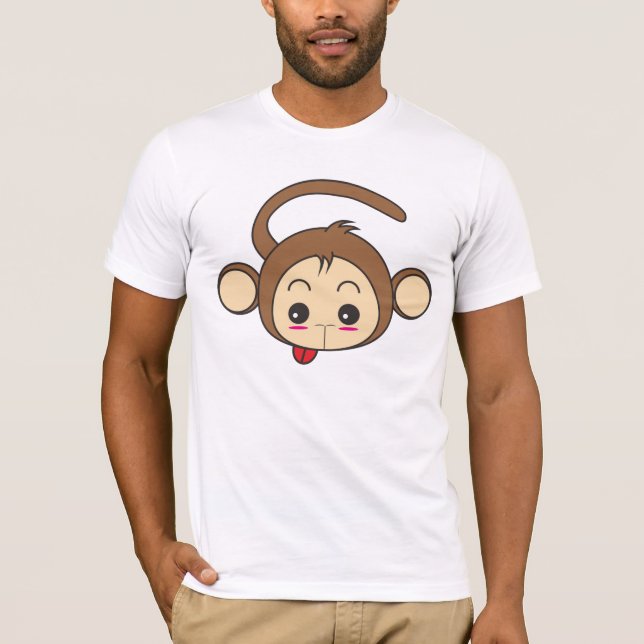 Niedliche Kawaii-Monkey-Illustration T-Shirt (Vorderseite)