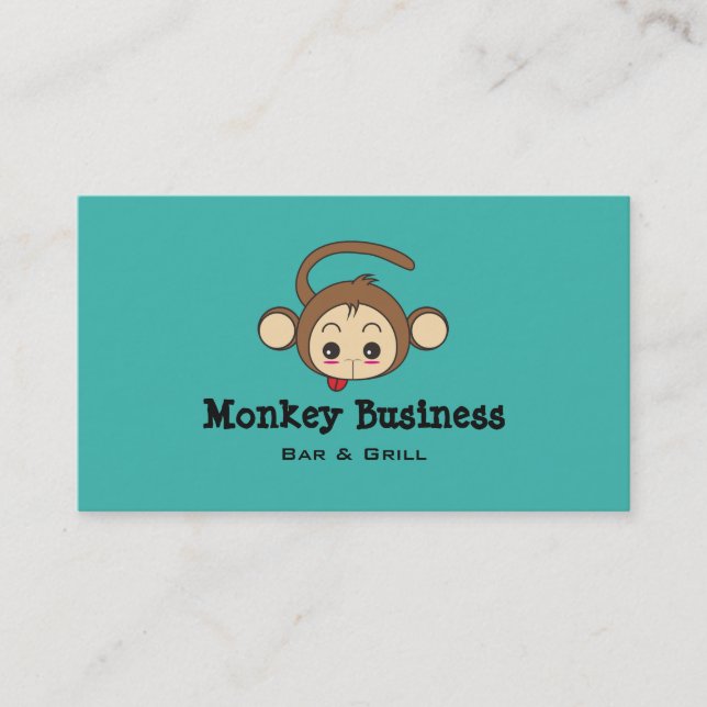 Niedliche Kawaii-Monkey-Illustration Visitenkarte (Vorderseite)