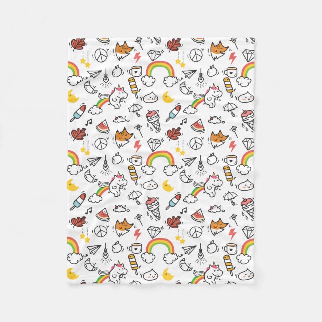 Niedliche Kawaii Muster Fleecedecke (Vorderseite)