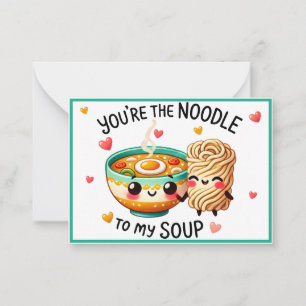 Niedliche Kawaii-Nudeln und Suppe Mitteilungskarte