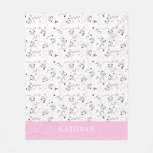 niedliche kawaii panda rosa graue Herzen Baby Girl Fleecedecke