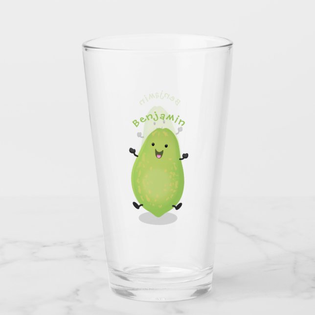 Niedliche Kawaii Papaya Pw Pfow Cartoon-Abbildung Glas (Vorderseite)