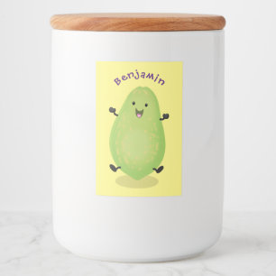 Niedliche Kawaii Papaya Pw Pfow Cartoon-Abbildung Lebensmitteletikett