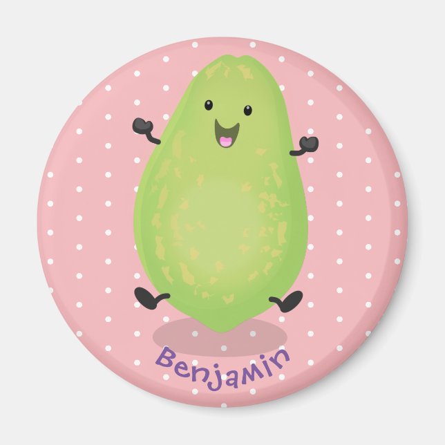 Niedliche Kawaii Papaya Pw Pfow Cartoon-Abbildung Magnet (Vorne)