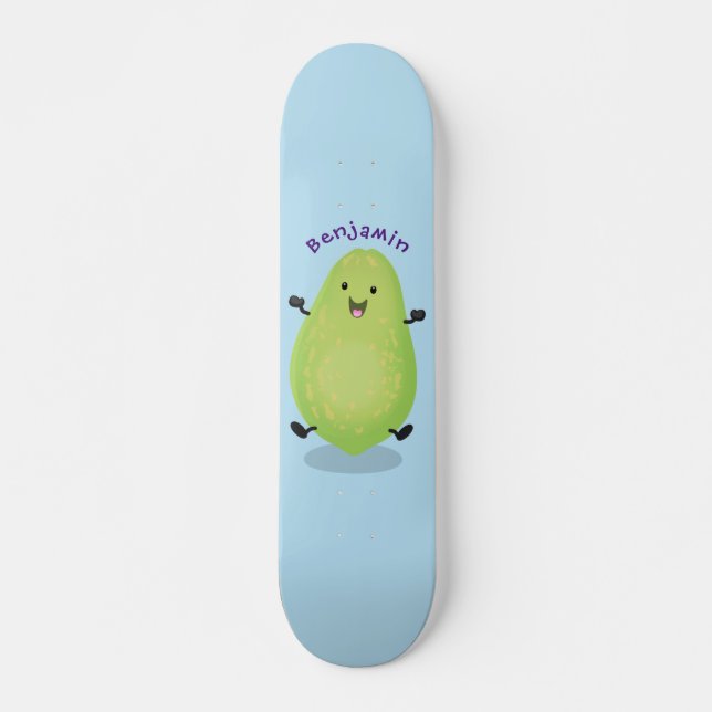 Niedliche Kawaii Papaya Pw Pfow Cartoon-Abbildung Skateboard (Vorne)