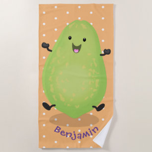 Niedliche Kawaii Papaya Pw Pfow Cartoon-Abbildung Strandtuch