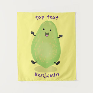 Niedliche Kawaii Papaya Pw Pfow Cartoon-Abbildung Wandteppich