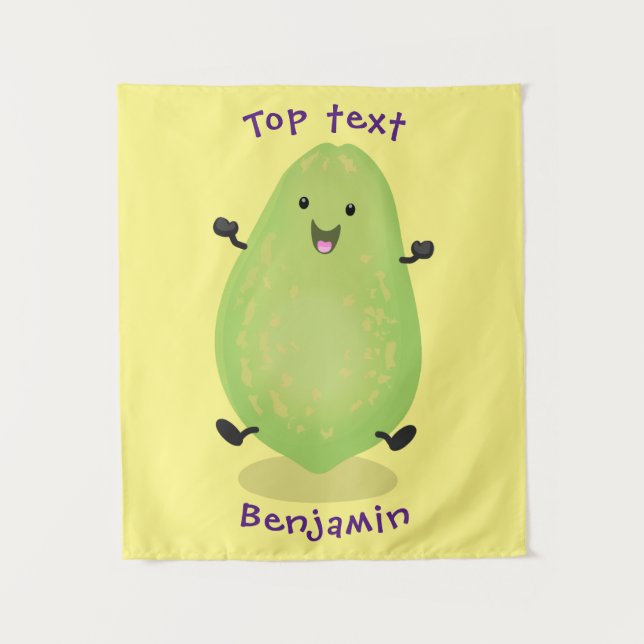 Niedliche Kawaii Papaya Pw Pfow Cartoon-Abbildung Wandteppich (Vorderseite)
