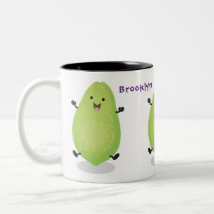 Niedliche Kawaii Papaya Pw Pfow Cartoon-Abbildung Zweifarbige Tasse