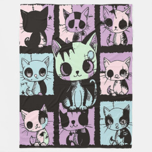 Niedliche Kawaii Pastel Goth Patchwork Gotische Cr Fleecedecke