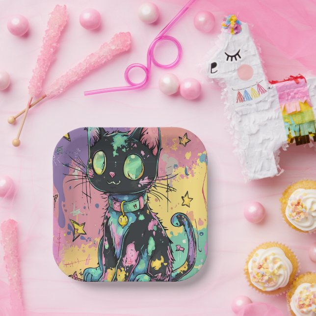 Niedliche Kawaii Pastel Goth Patchwork Gotische Cr Pappteller (Party)