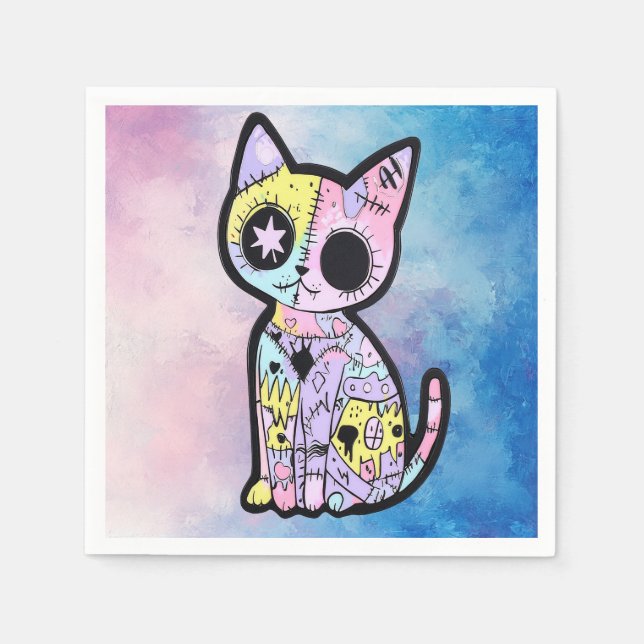 Niedliche Kawaii Pastel Goth Patchwork Gotische Cr Serviette (Vorderseite)