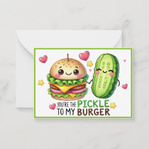 Niedliche Kawaii-Pickles und Burgers Mitteilungskarte