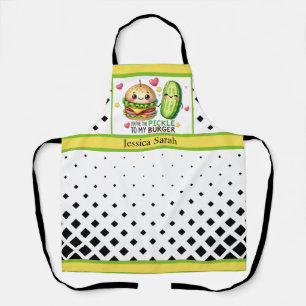 Niedliche Kawaii-Pickles und Burgers Schürze