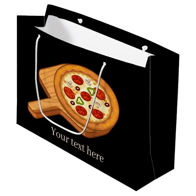 niedliche Kawaii Pizza Party Liebhaber fügen Text Große Geschenktüte (Vorderseite Schrägansicht)