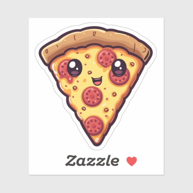 Niedliche Kawaii Pizza Slice Fun Cartoon Pizza Aufkleber (Blatt)