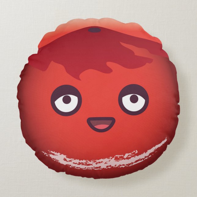 Niedliche Kawaii Planeten-Mars Rundes Kissen (Vorderseite)