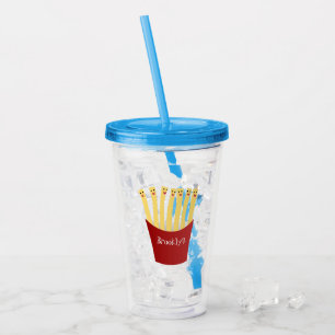 Niedliche Kawaii Pommes Fastfood Cartoon Illustrat Acryltrinkbecher