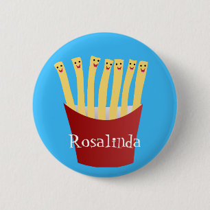 Niedliche Kawaii Pommes Fastfood Cartoon Illustrat Button