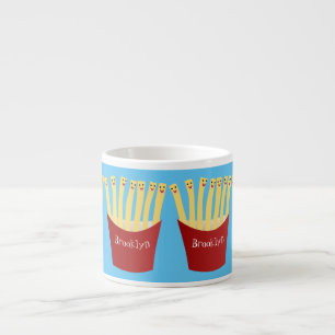 Niedliche Kawaii Pommes Fastfood Cartoon Illustrat Espressotasse