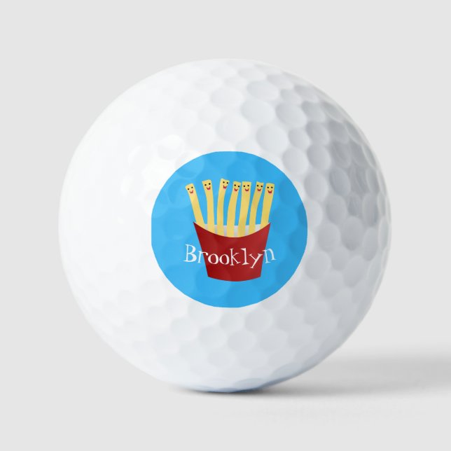 Niedliche Kawaii Pommes Fastfood Cartoon Illustrat Golfball (Vorderseite)