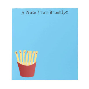Niedliche Kawaii Pommes Fastfood Cartoon Illustrat Notizblock