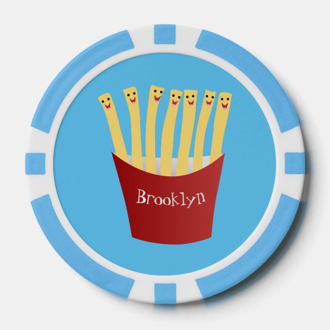 Niedliche Kawaii Pommes Fastfood Cartoon Illustrat Pokerchips (Vorderseite)