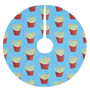 Niedliche Kawaii Pommes Fastfood Cartoon Illustrat Polyester Weihnachtsbaumdecke