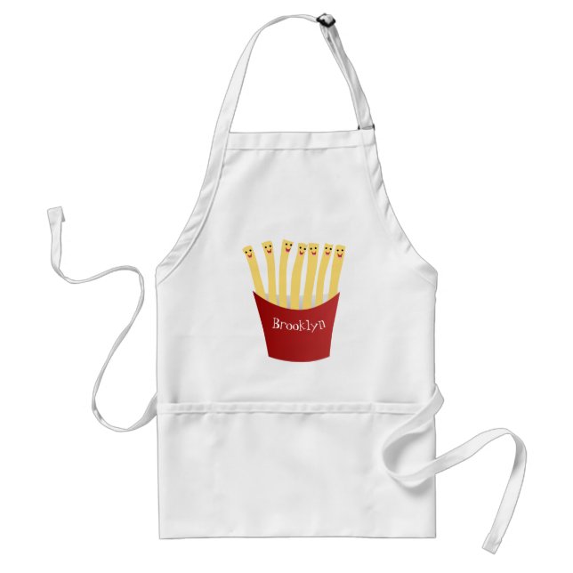 Niedliche Kawaii Pommes Fastfood Cartoon Illustrat Schürze (Vorne)