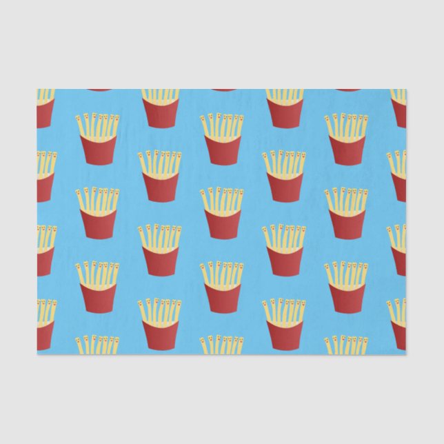 Niedliche Kawaii Pommes Fastfood Cartoon Illustrat Seidenpapier (Vorderseite)