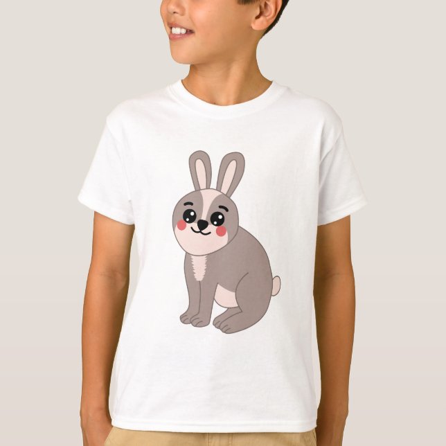 Niedliche Kawaii-Rabbit-Illustration T-Shirt (Vorderseite)