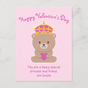 Niedliche Kawaii Rosa Königliche Bärenpräsidentin Postkarte