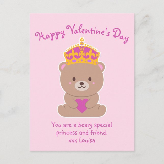 Niedliche Kawaii Rosa Königliche Bärenpräsidentin Postkarte (Vorderseite)