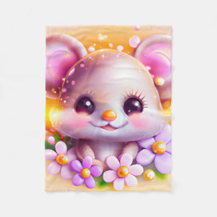 Niedliche Kawaii-Rosa-Maus Fleecedecke