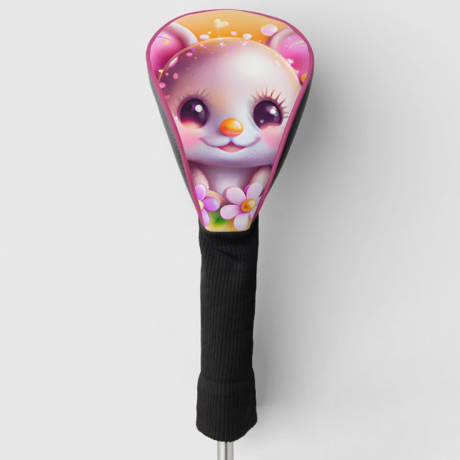 Niedliche Kawaii-Rosa-Maus Golf Headcover (Vorderseite)