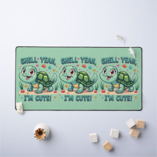 Niedliche Kawaii-Schildkröte mit Funny Puan Ocean  Schreibtischunterlage