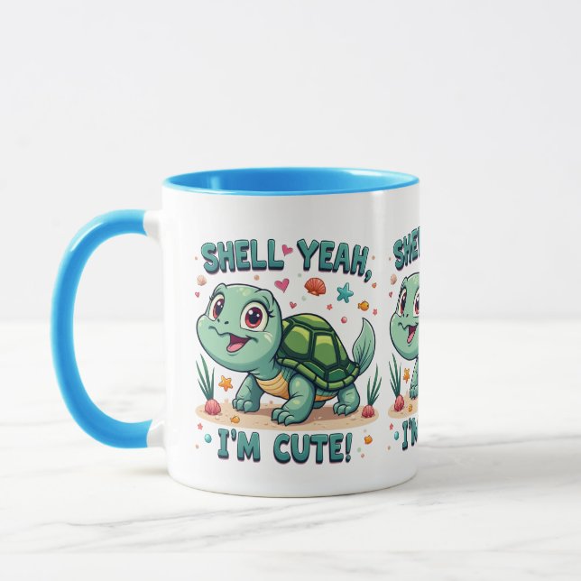 Niedliche Kawaii-Schildkröte mit Funny Puan Ocean  Tasse (Links)