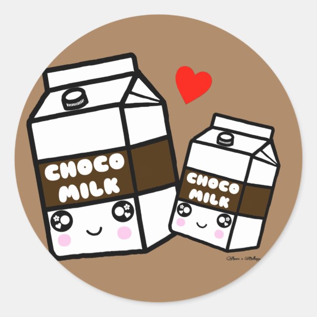 Niedliche Kawaii Schokolade Milch Feinschmecker BE Runder Aufkleber (Vorderseite)
