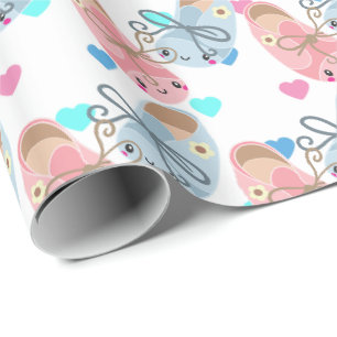 Niedliche Kawaii Schuhe Geschlecht offenbaren Part Geschenkpapier