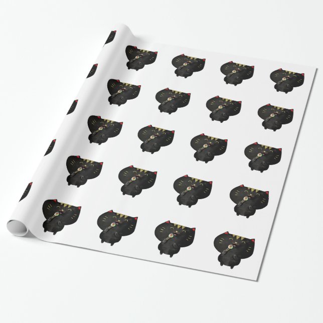 Niedliche Kawaii schwarze Sushi-Katze Geschenkpapier (Ungerollt)