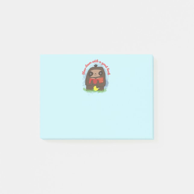 Niedliche Kawaii Sloth Buchliebhaber Post-it Klebezettel (Vorderseite)